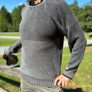 COLUMBIA—Heavy Rollneck Sweater—Men’s Large—Dark Blue & Gray—100% Cotton—VG+